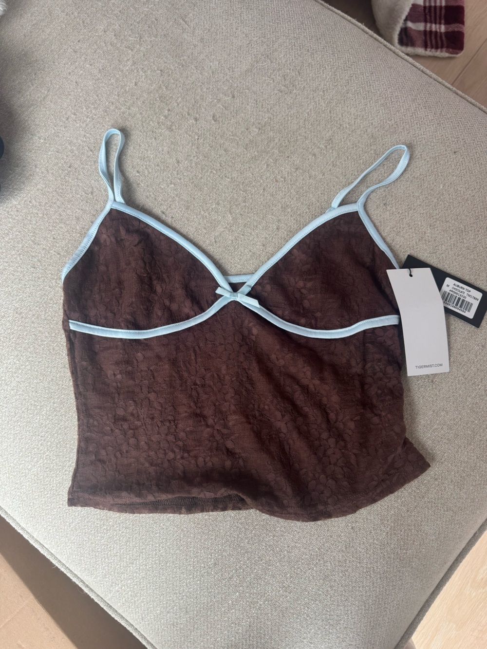 Tiger Mist Brown Lace tank top / Auburn Top
